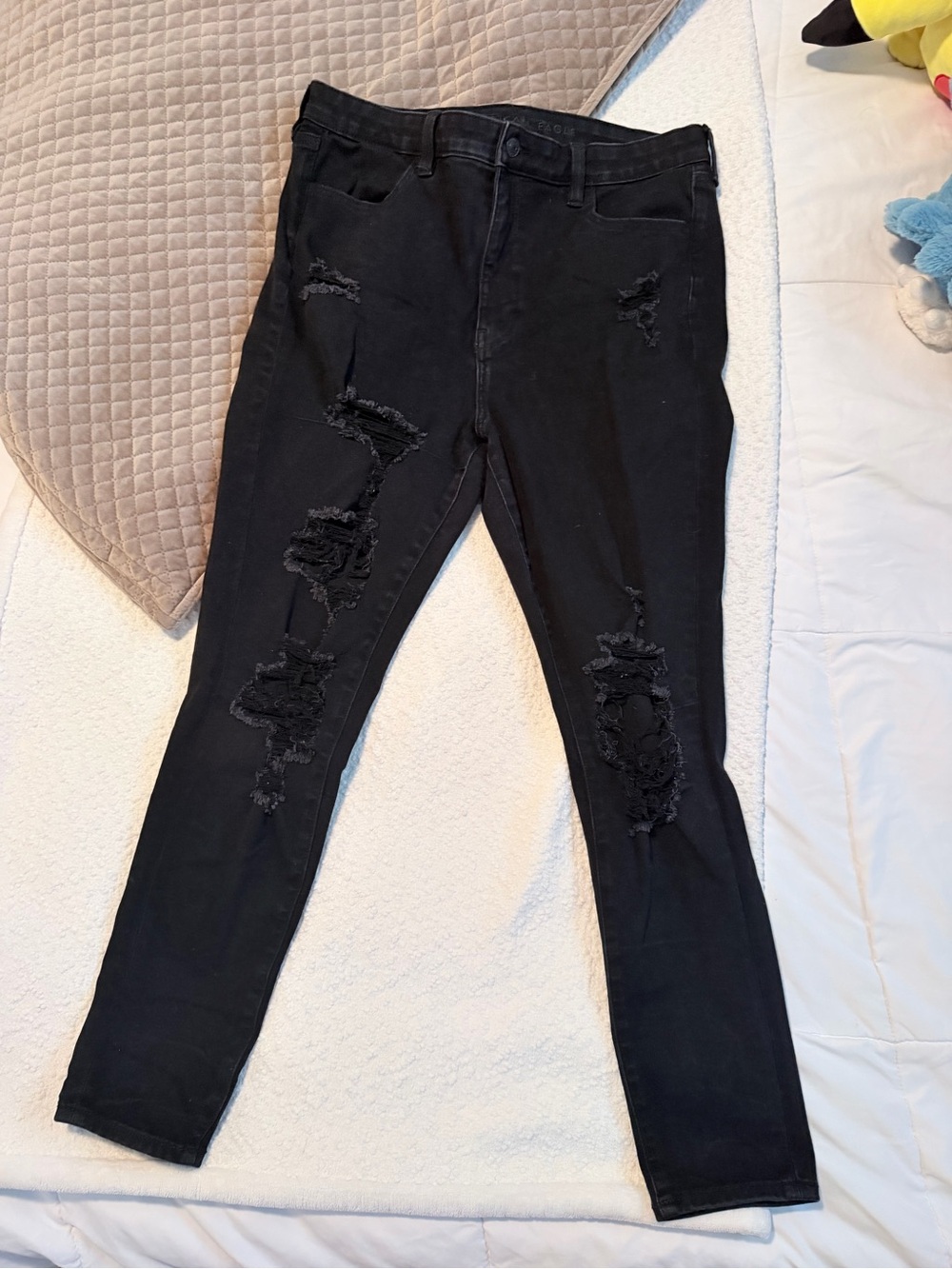 American Eagle Outfitters Black Distressed Skinny Jeans